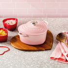 Le Creuset Cast Iron Classic Heart Casserole with StainleStainless Steel Steel Heart Knob 20cm Shell PinkShell Pink image number 6